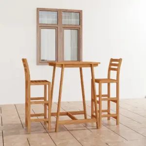3-osaline akaatsiapuidust aiabaari komplekt, pruun, laud 70 x 70 x 104 cm