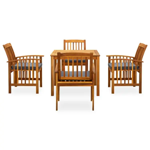 5-osaline akaatsiapuidust aiamööbli komplekt tumehallide patjadega, laud 88 x 88 cm – 2