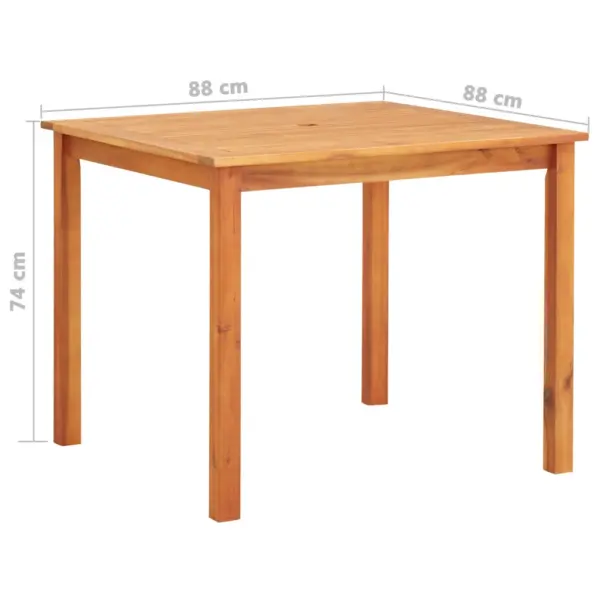5-osaline akaatsiapuidust aiamööbli komplekt tumehallide patjadega, laud 88 x 88 cm – 8