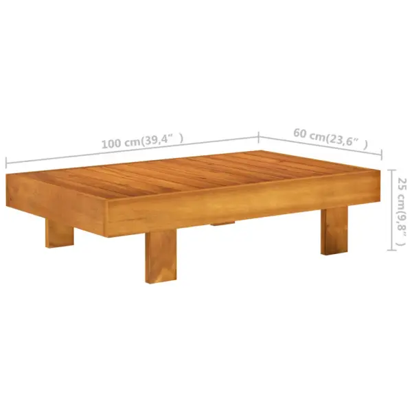 7-osaline akaatsiapuidust aiamööbli komplekt patjadega, nurgadiivan ja laud 100 x 60 cm, kreemjasvalge polster – 12