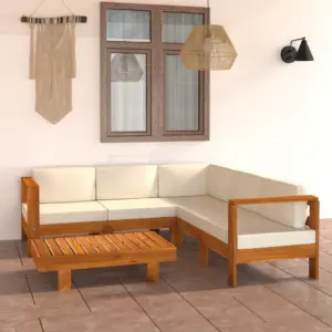 6-osaline akaatsiapuidust aiamööbli komplekt patjadega, laud 100 x 60 cm
