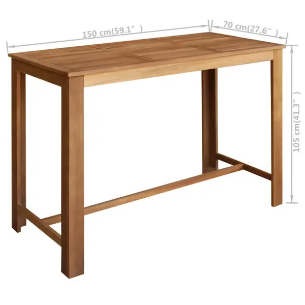 Akaatsiapuidust baarilaud, pruun, 150 x 70 x 105 cm – 6