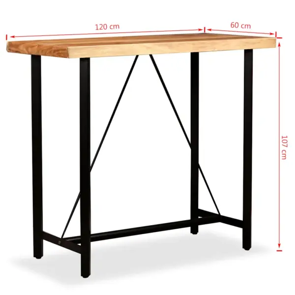 Industriaalstiilis akaatsiapuidust baarilaud terasraamiga, pruun, 120 x 60 x 107 cm – 11