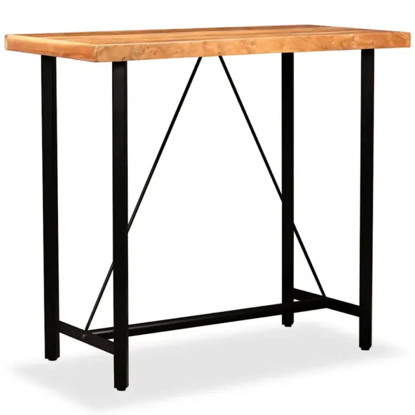 Industriaalstiilis akaatsiapuidust baarilaud terasraamiga, pruun, 120 x 60 x 107 cm – 6