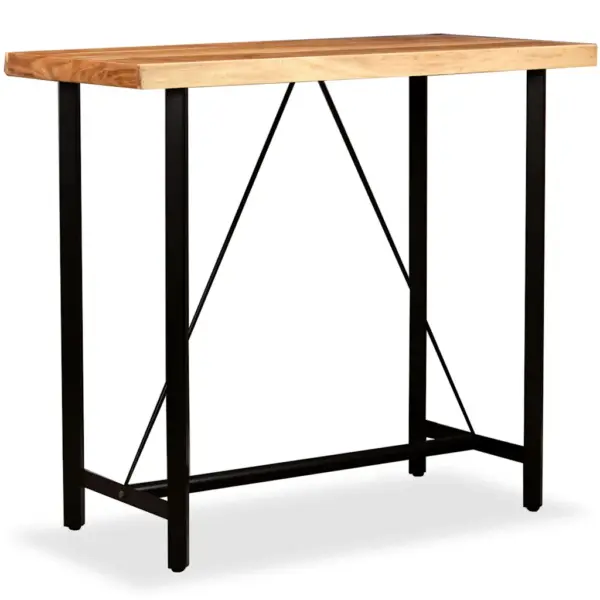 Industriaalstiilis akaatsiapuidust baarilaud terasraamiga, pruun, 120 x 60 x 107 cm – 7