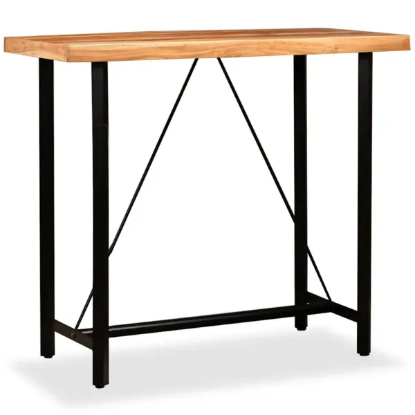 Industriaalstiilis akaatsiapuidust baarilaud terasraamiga, pruun, 120 x 60 x 107 cm – 9