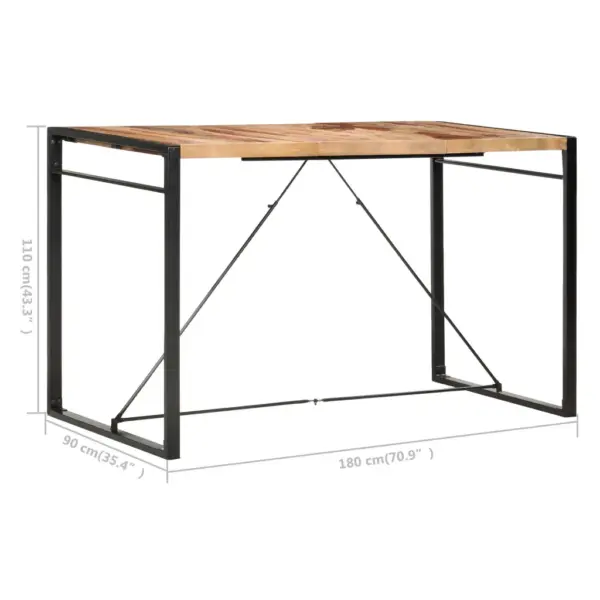 Industriaalstiilis akaatsiapuidust baarilaud terasraamiga, 180 x 90 x 110 cm – 5