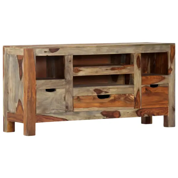 Hall akaatsiapuidust puhvetkapp 3 sahtli ja 4 avatud sektsiooniga, 100 x 30 x 50 cm – 11