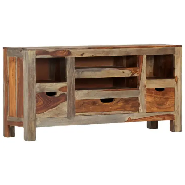 Hall akaatsiapuidust puhvetkapp 3 sahtli ja 4 avatud sektsiooniga, 100 x 30 x 50 cm – 12