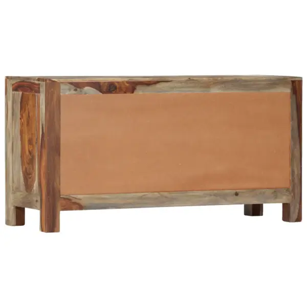 Hall akaatsiapuidust puhvetkapp 3 sahtli ja 4 avatud sektsiooniga, 100 x 30 x 50 cm – 4