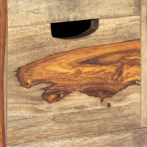 Hall akaatsiapuidust puhvetkapp 3 sahtli ja 4 avatud sektsiooniga, 100 x 30 x 50 cm – 6