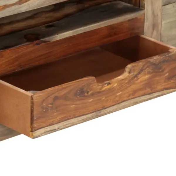 Hall akaatsiapuidust puhvetkapp 3 sahtli ja 4 avatud sektsiooniga, 100 x 30 x 50 cm – 8