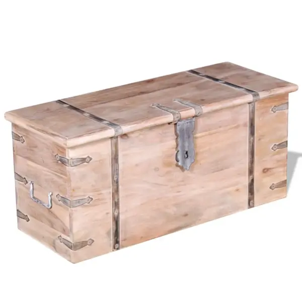 Akaatsiapuidust hoiukirstude komplekt, 2 tk, pruun, valge harjatud viimistlus – 3