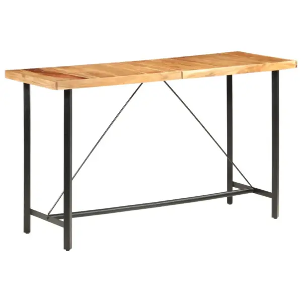 Industriaalstiilis akaatsiapuidust baarilaud, naturaalne/must, 180 x 70 x 107 cm – 11