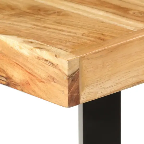Industriaalstiilis akaatsiapuidust baarilaud, naturaalne/must, 180 x 70 x 107 cm – 5