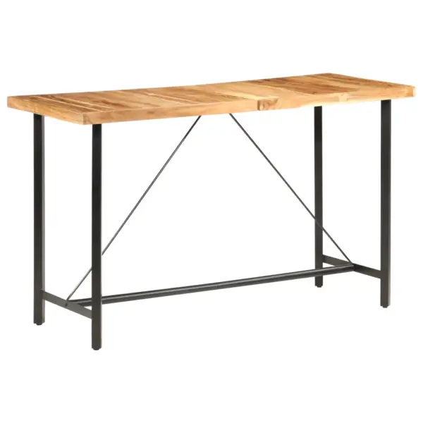 Industriaalstiilis akaatsiapuidust baarilaud, naturaalne/must, 180 x 70 x 107 cm – 8
