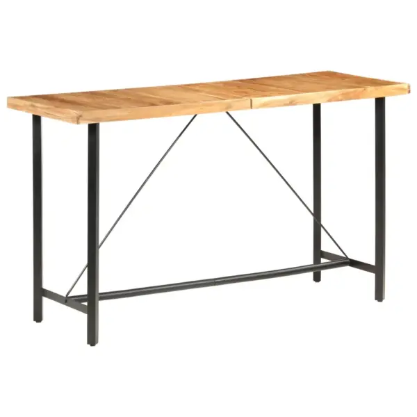 Industriaalstiilis akaatsiapuidust baarilaud, naturaalne/must, 180 x 70 x 107 cm – 9
