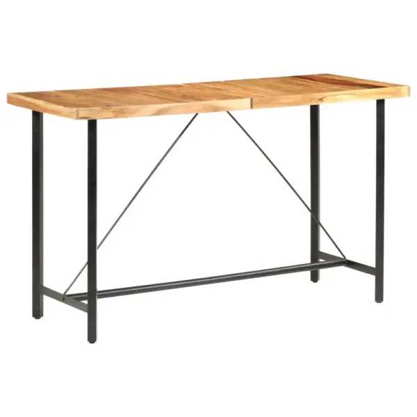 Industriaalstiilis akaatsiapuidust baarilaud, naturaalne/must, 180 x 70 x 107 cm – 10