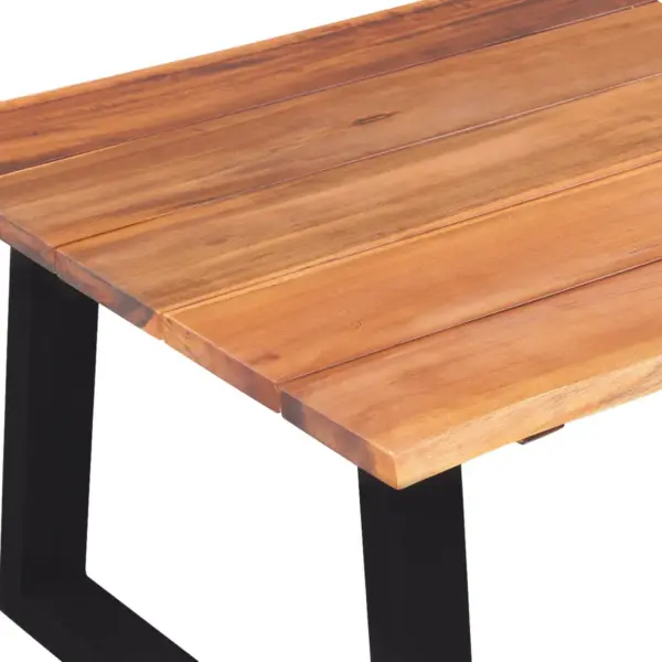 Industriaalstiilis akaatsiapuidust kohvilaud, pruun/must, 110 x 60 x 40 cm – 5