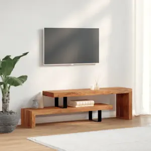 Kaheastmeline akaatsiapuidust telerialus reguleeritava ülemise osaga, 118 cm, pruun