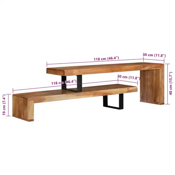Kaheastmeline akaatsiapuidust telerialus reguleeritava ülemise osaga, 118 cm, pruun – 13