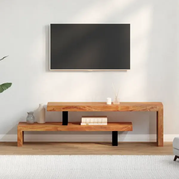 Kaheastmeline akaatsiapuidust telerialus reguleeritava ülemise osaga, 118 cm, pruun – 3