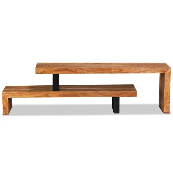 Kaheastmeline akaatsiapuidust telerialus reguleeritava ülemise osaga, 118 cm, pruun – 8