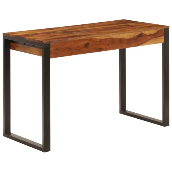 Kirjutuslaud akaatsiapuidust ja terasraamiga, 2 sahtli ja klaviatuurisahtliga, pruun, 110 x 55 x 78 cm – 3