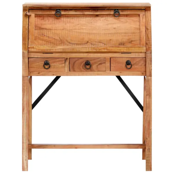 Kirjutuslaud klapiga ja sahtlitega, akaatsiapuidust, pruun, 90 x 40 x 107 cm – 5