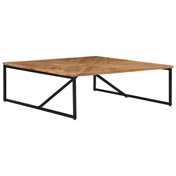 Akaatsiapuidust kohvilaud metallraamiga, pruun, 110 x 110 x 36 cm – 3