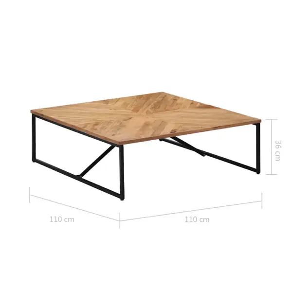 Akaatsiapuidust kohvilaud metallraamiga, pruun, 110 x 110 x 36 cm – 8
