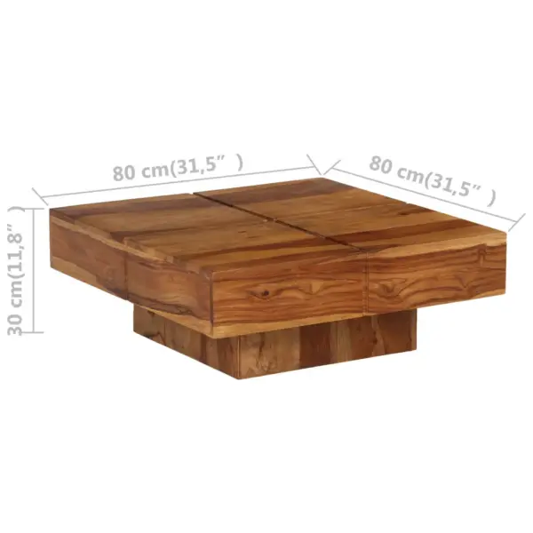 Akaatsiapuidust kohvilaud, pruun, 80 x 80 x 30 cm – 9