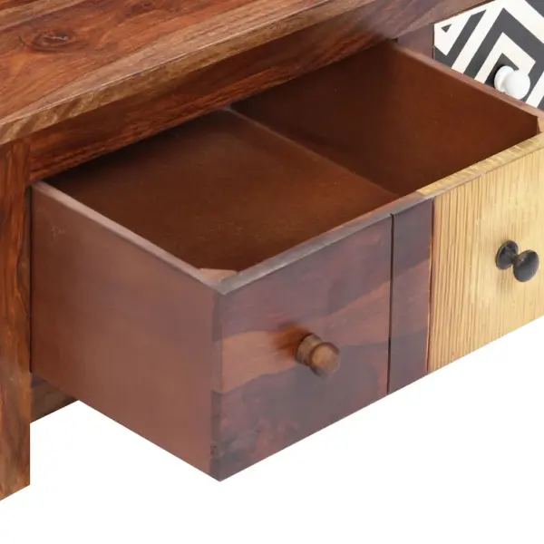 Akaatsiapuidust kohvilaud kahe sahtliga, pruun, 90 x 50 x 30 cm – 4