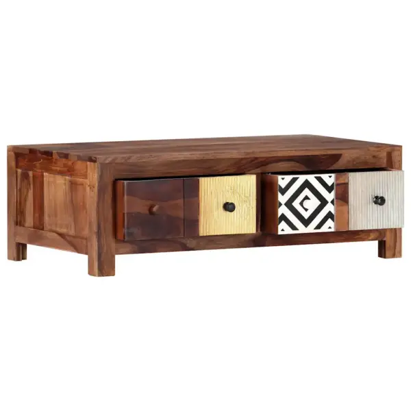 Akaatsiapuidust kohvilaud kahe sahtliga, pruun, 90 x 50 x 30 cm – 9