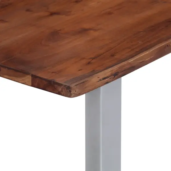 Akaatsiapuidust kohvilaud naturaalsete servadega, pruun ja hõbedane, 115 x 60 x 40 cm – 3