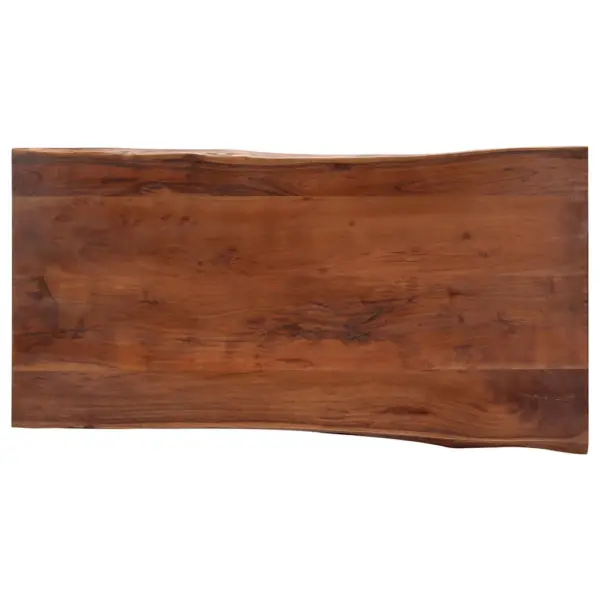 Akaatsiapuidust kohvilaud naturaalsete servadega, pruun ja hõbedane, 115 x 60 x 40 cm – 5