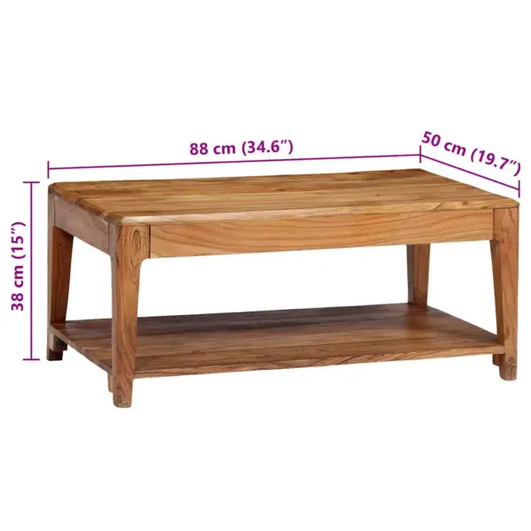Akaatsiapuidust kohvilaud riiuliga, pruun, 88 x 50 x 38 cm – 7