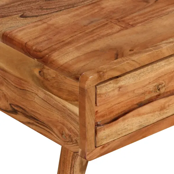 Akaatsiapuidust kohvilaud nikerdatud sahtli ja avatud riiuliga, 100 x 50 x 40 cm – 4