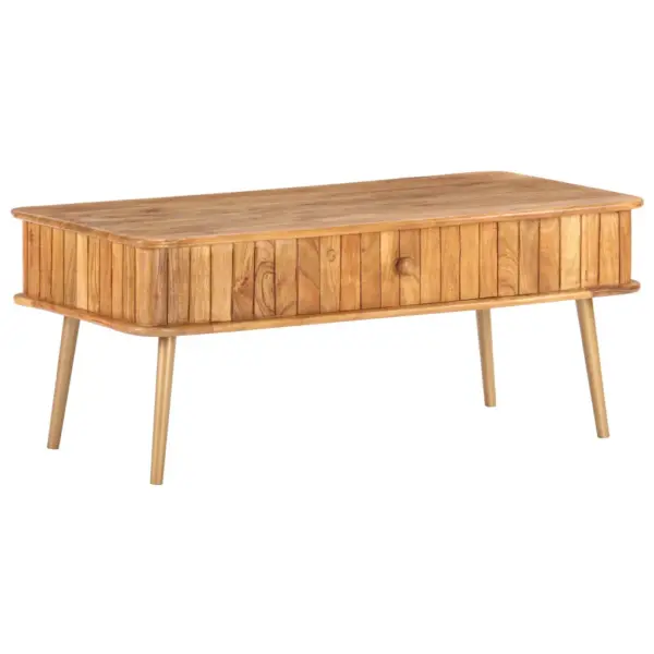 Akaatsiapuidust kohvilaud sahtliga ja metalljalgadega, 100 x 50 x 40 cm – 12