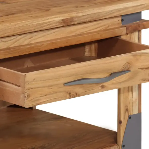 Naturaalset tooni akaatsiapuidust kohvilaud kahe sahtli ja riiuliga, 110 x 52 x 45 cm – 7