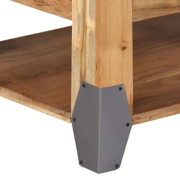 Naturaalset tooni akaatsiapuidust kohvilaud kahe sahtli ja riiuliga, 110 x 52 x 45 cm – 8