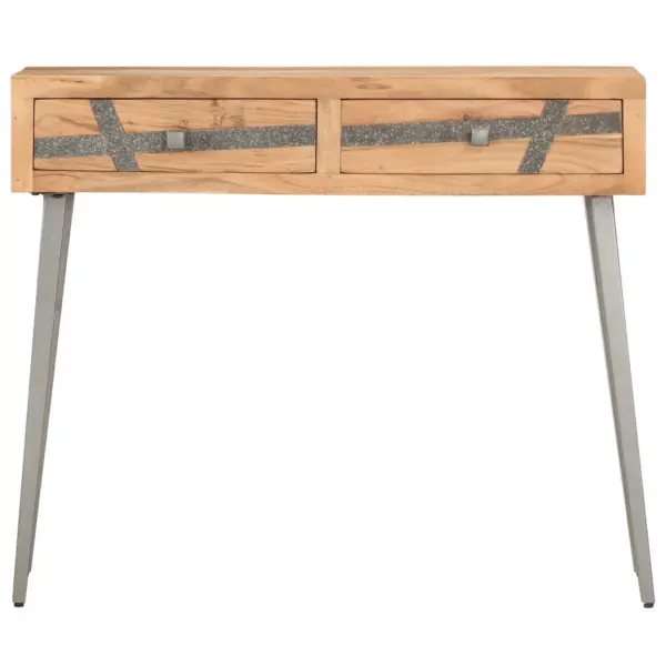 Tööstuslikus stiilis konsoollaud akaatsiapuidust, 2 sahtliga, 90 x 30 x 75 cm – 2