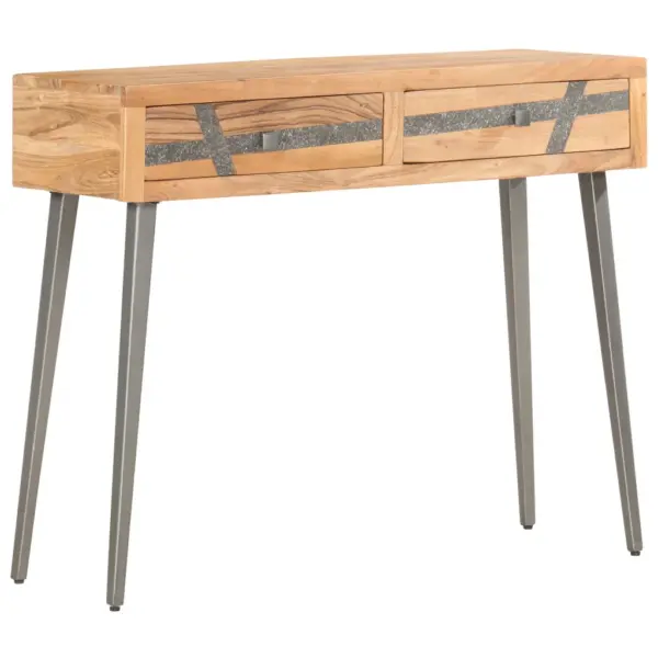 Tööstuslikus stiilis konsoollaud akaatsiapuidust, 2 sahtliga, 90 x 30 x 75 cm – 8
