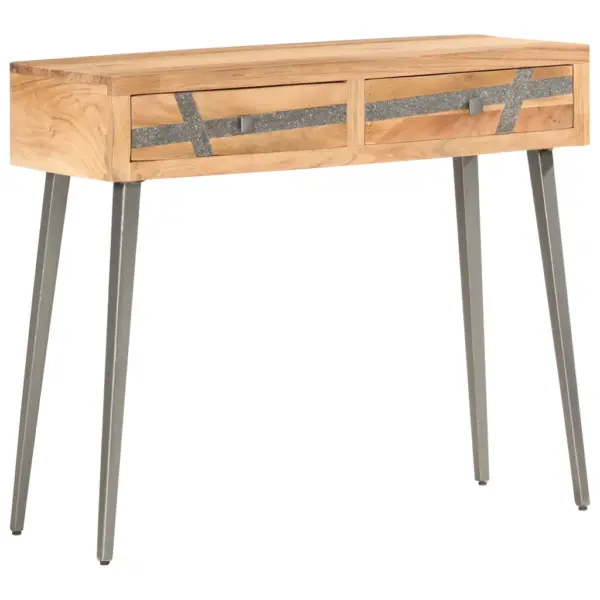 Tööstuslikus stiilis konsoollaud akaatsiapuidust, 2 sahtliga, 90 x 30 x 75 cm – 10