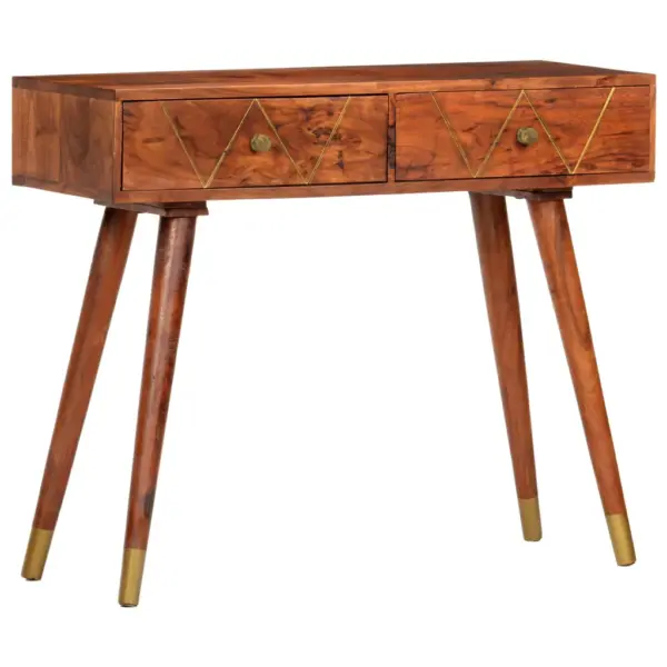 Konsoollaud kahe sahtliga, meekarva akaatsiapuit, pruun, 90 x 35 x 76 cm – 12