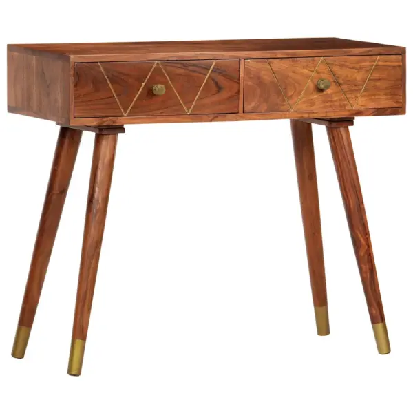 Konsoollaud kahe sahtliga, meekarva akaatsiapuit, pruun, 90 x 35 x 76 cm – 13