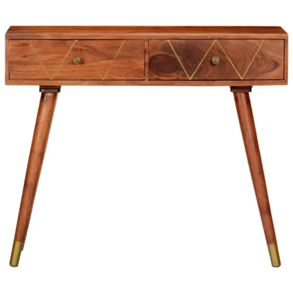 Konsoollaud kahe sahtliga, meekarva akaatsiapuit, pruun, 90 x 35 x 76 cm – 3