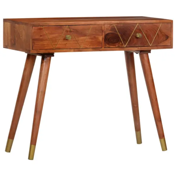 Konsoollaud kahe sahtliga, meekarva akaatsiapuit, pruun, 90 x 35 x 76 cm – 10