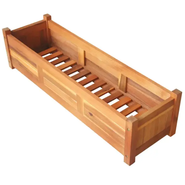 Kõrgendatud taimelava akaatsiapuidust, 2 tk, pruun, 100 x 30 x 25 cm – 4