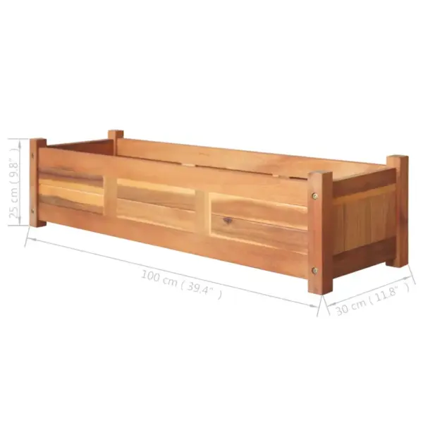 Kõrgendatud taimelava akaatsiapuidust, 2 tk, pruun, 100 x 30 x 25 cm – 6